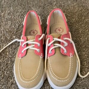 Polo by Ralph Lauren Tan and Pink Women Boat Sneakers